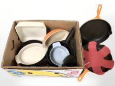 A group of Cousances enamel cast iron kitchen pans (1 box)