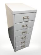 An enamel six drawer index chest,