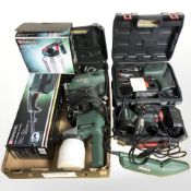 A group of Parkside tools including belt sander, staple gun, disc cutter,