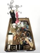 A collection of costume bead necklaces, earrings, dress rings,