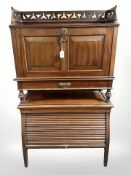 A late Victorian mahogany fall front lady's writing bureau,