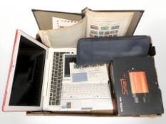A Godox Smart 300 SDI studio strobe light, in box, Asus miniature laptop, another laptop,