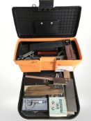 A group of folding rules, precision caliper,