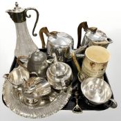 An EPNS-mounted ewer, Picquot tea wares, other plated items,