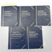 Five Whitman folders of coins, one complete, the others partially-filled,