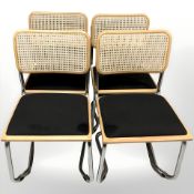 A set of four chrome framed cantilever chairs