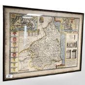 An antique map of Northumberland, 56 cm x 44 cm.
