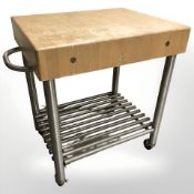 A butcher's block trolley,