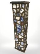 A 19th century continental inlaid pine and mosaic pedestal,