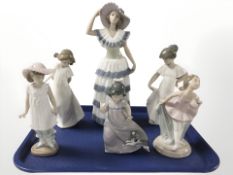 Six assorted Nao figures, tallest 31 cm.