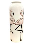 A Moorcroft cylindrical vase depicting flamingos, height 31 cm.