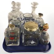 A group of Scandinavian glass decanters, jug, etc.