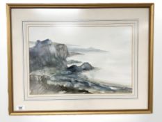 20th Century School : View along a coast, watercolour, 46 cm x 30 cm.