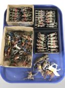 Approximately ninety hand painted lead figures including forty five marching Scottish pipe band,
