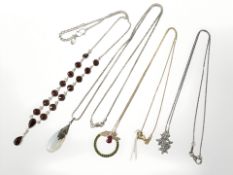 Four Sterling silver necklaces,