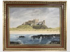 Jean Black : Bamburgh Castle, oil on board, 39 cm x 29 cm.