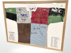 A signed Harlequins rugby shirt, celebrating Chris Sheasby.