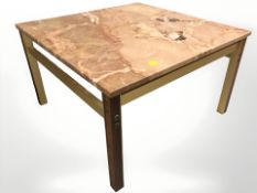 A Scandinavian marble topped coffee table, width 80 cm.