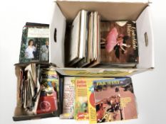 Assorted vinyl LP records and 45