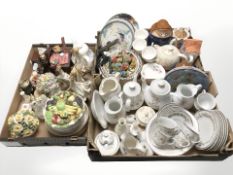 Assorted tea china, collector's plates, teapots, china flower posies, etc.