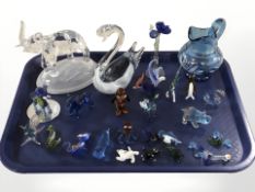 A group of continental glass miniature animals, various paperweights, etc.