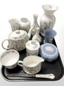 A group of Aynsley Wild Tudor porcelain vases, Minton Haddon Hall tea service,