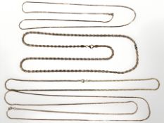 Four Sterling silver gilded necklaces, longest 91 cm CONDITION REPORT: 44.