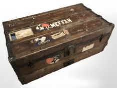 A vintage trunk, width 84 cm.