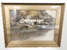 George Horton : Study of cottages on the Tyne, watercolour, 45 cm x 64 cm.