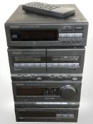 Four Technics hi/fi separates : CD player, cassette player,
