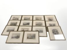 A group of 19th century engraved and hand coloured scenes including Sunderland, Holy Island,