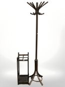 A bentwood hat and coat stand and an umbrella stand