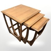 A G Plan teak nest of three tables, width 50 cm.