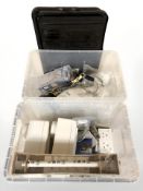 A quantity of bathroom fixtures, extension leads, sockets, etc.