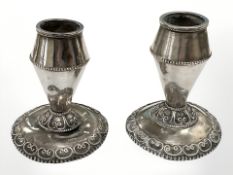 A pair of Israeli silver miniature candlesticks, marked Stanetzky, height 5 cm.