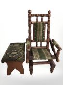 A Doll's rocking chair and a small cracket