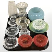 A group of Scandinavian glass tea light holders including Royal Copenhagen,