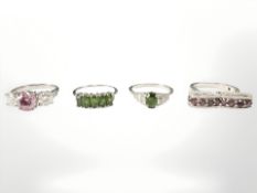 Four Sterling silver dress rings