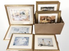 A group of gilt framed prints after Sir William Russell Flint.
