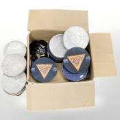 A group of Pathe scope reels and film reels.