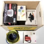 Assorted kitchen wares, Bosch drill, other tools.