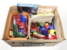 A group of children's building blocks and other toys.