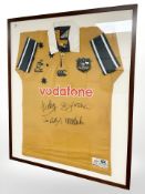A signed Australia rugby union shirt, in frame.