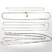 Four Sterling silver necklaces, longest 176 cm CONDITION REPORT: 34.