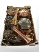 Approximately eighteen pieces of American and other carnival glass.