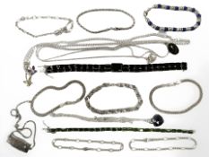 A group of sterling silver and white metal jewellery to include bracelets, pendants on chains,
