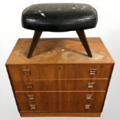 20th century teak and pine four drawer chest,