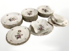 Twenty nine pieces of Royal Copenhagen floral decorated dinner porcelain.