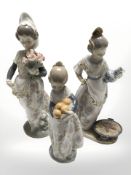 A Lladro figure 'Valencian Girl' No. 4841, with box, and two further Lladro girls.