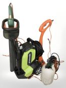 A Greenworks pressure washer, flymo strimmer,